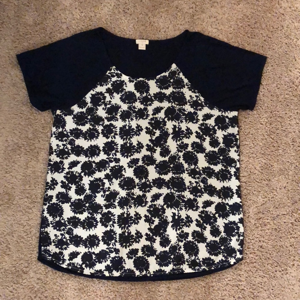 j. Crew floral raglan sleeve